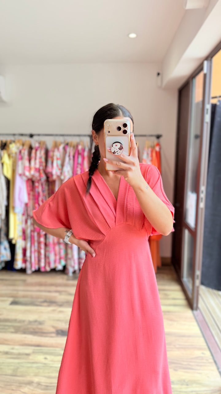 Robe longue Jehan corail