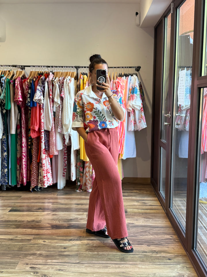 Pantalon gaze de coton terracotta CURVY