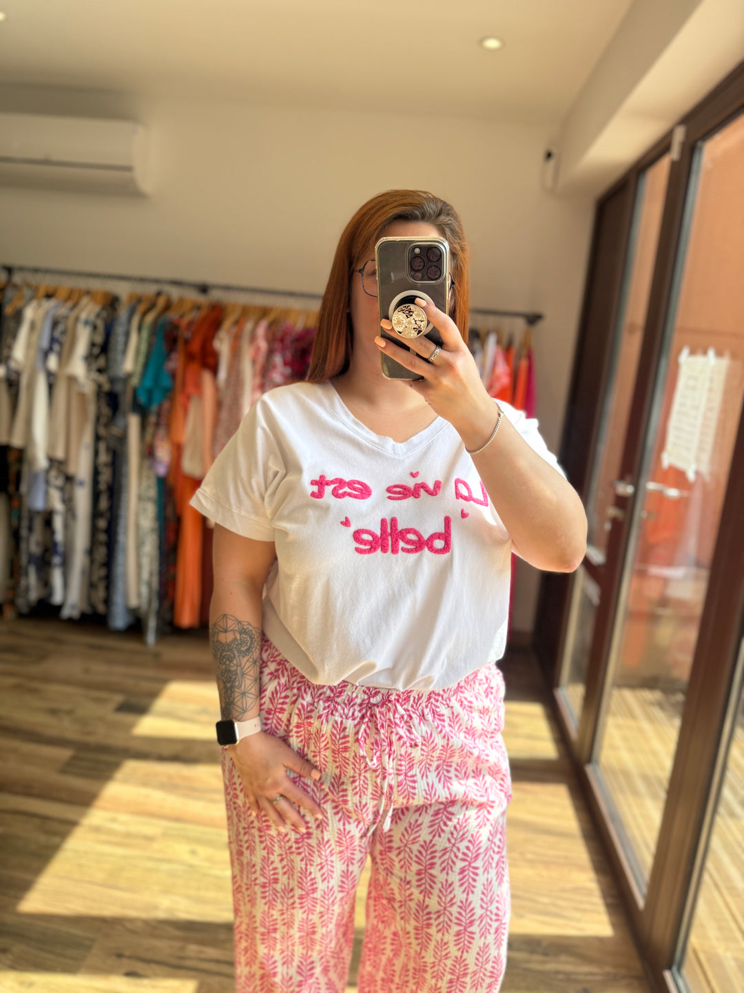 Teeshirt la vie est belle fuchsia CURVY