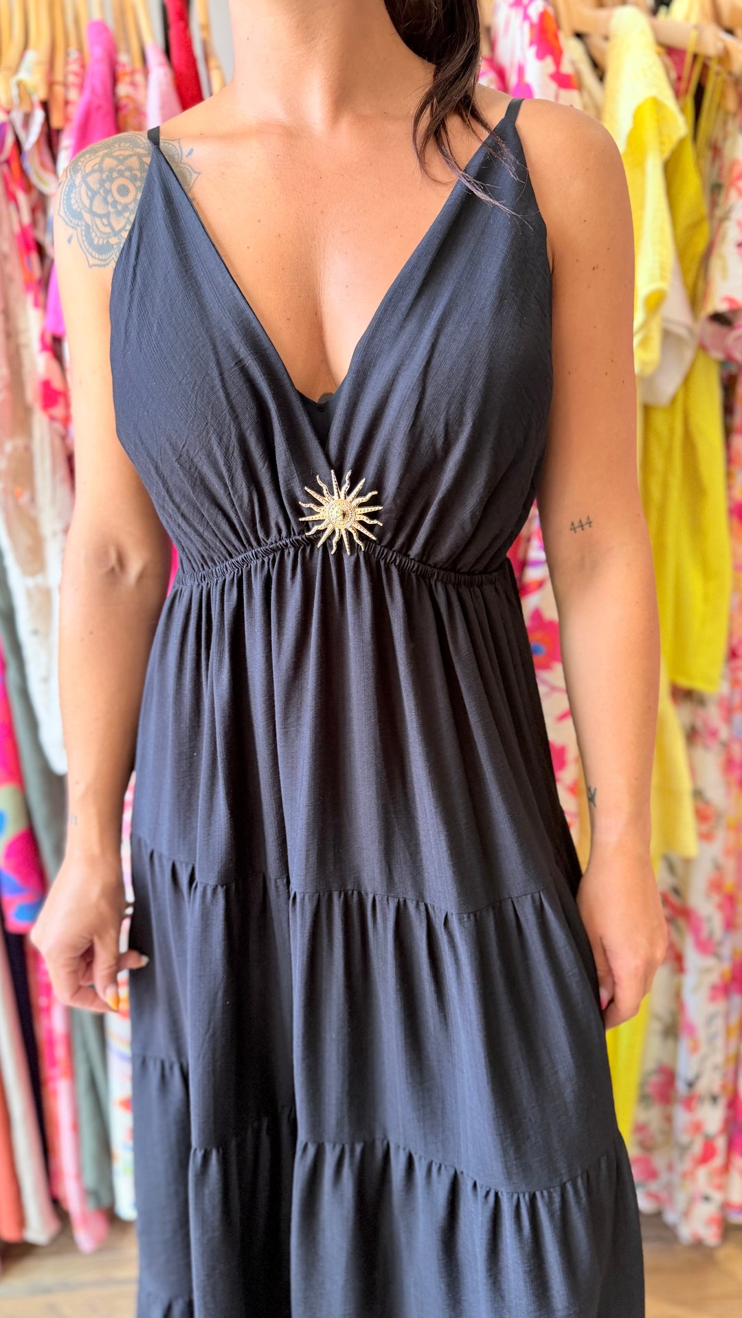 Robe longue Soleil noir CURVY
