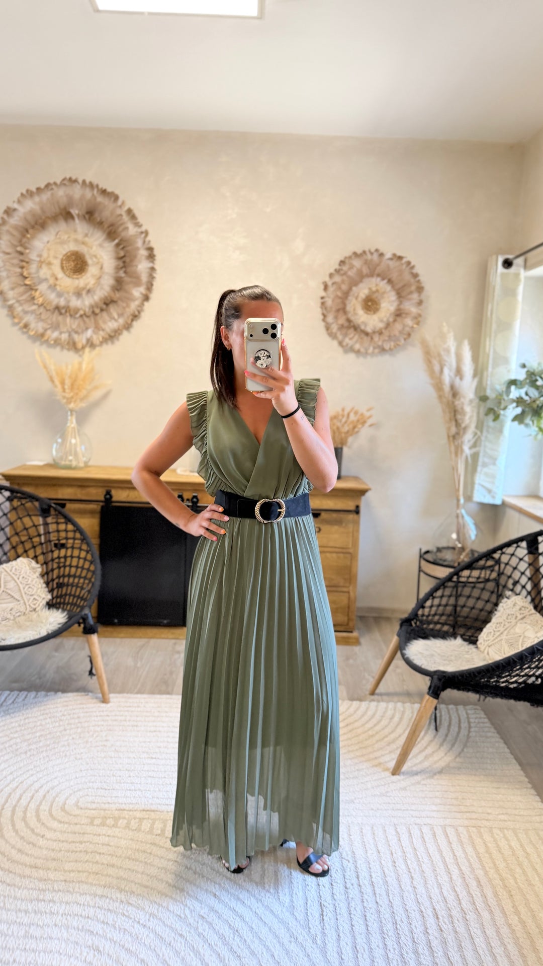Robe longue Berenice Kaki