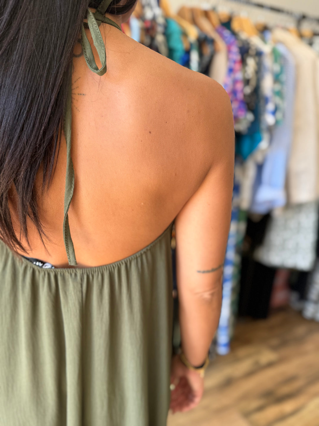 Robe longue Samia kaki