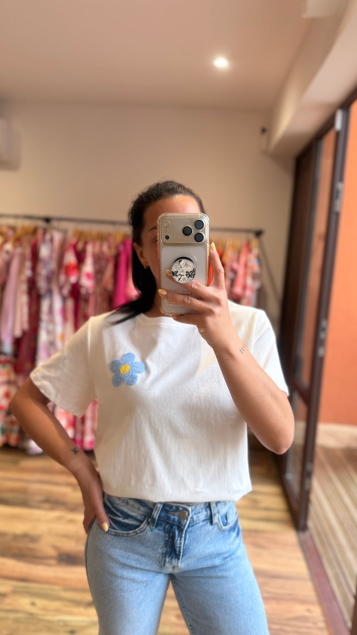 Teeshirt fleur blanc / bleu
