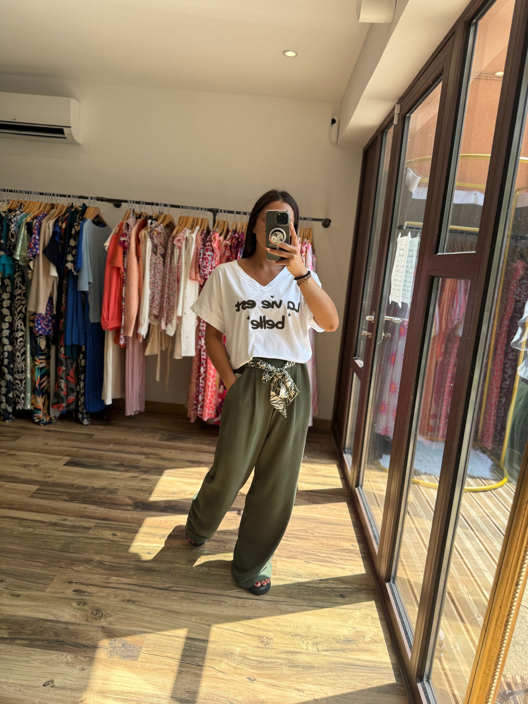 Teeshirt la vie est belle kaki