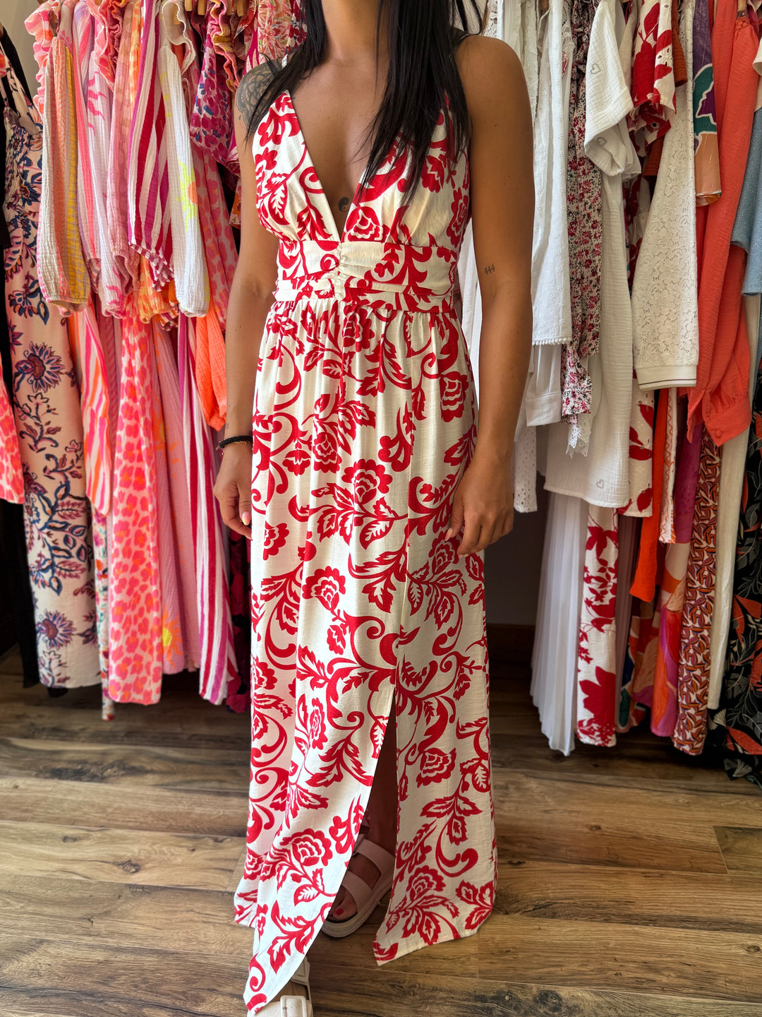 Robe longue Etienne rouge