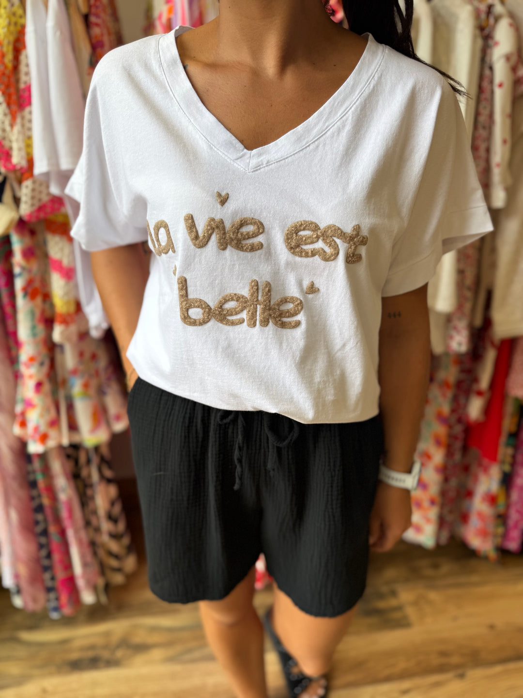 Teeshirt la vie est belle beige