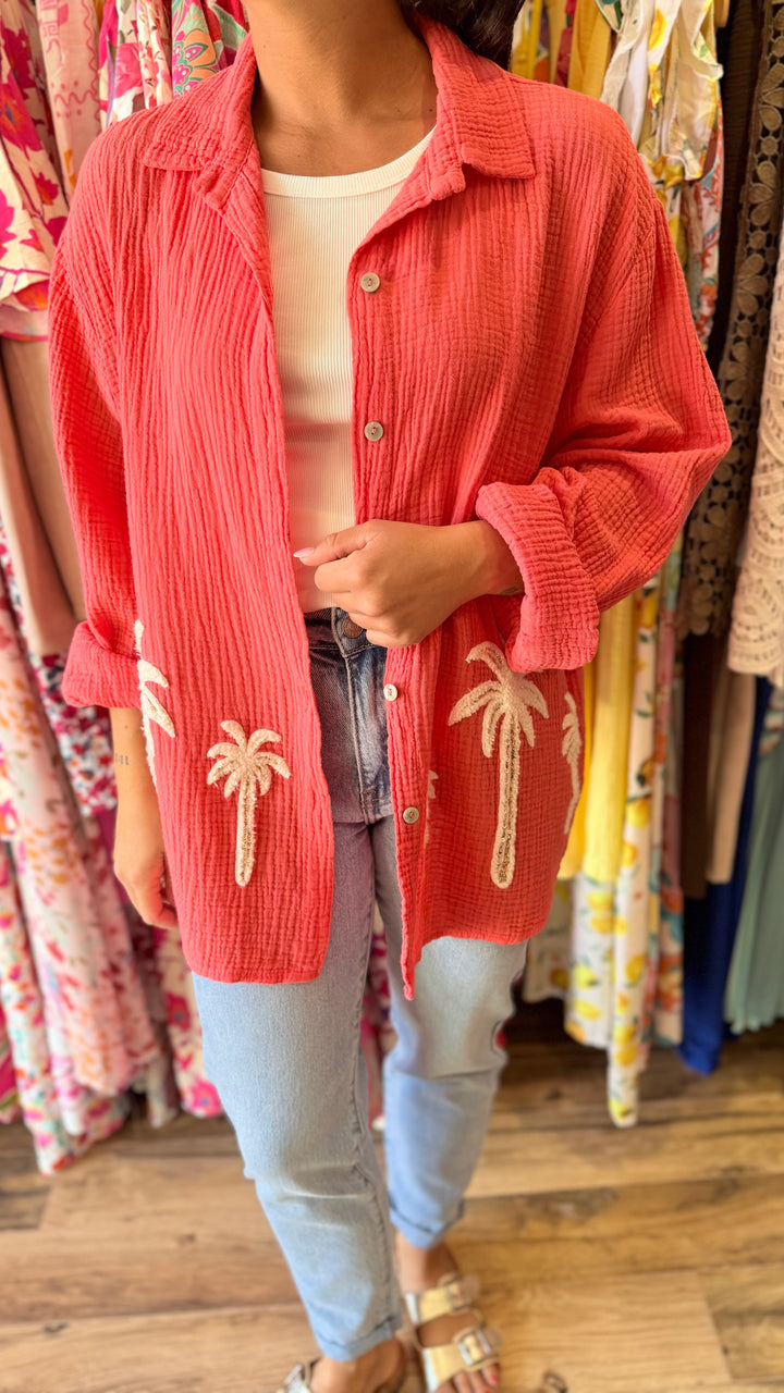 Chemise Palm Corail