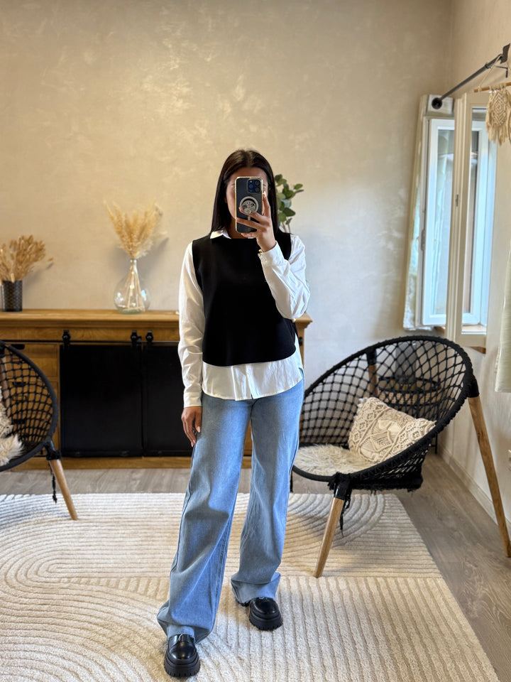 Pull sans manches noir