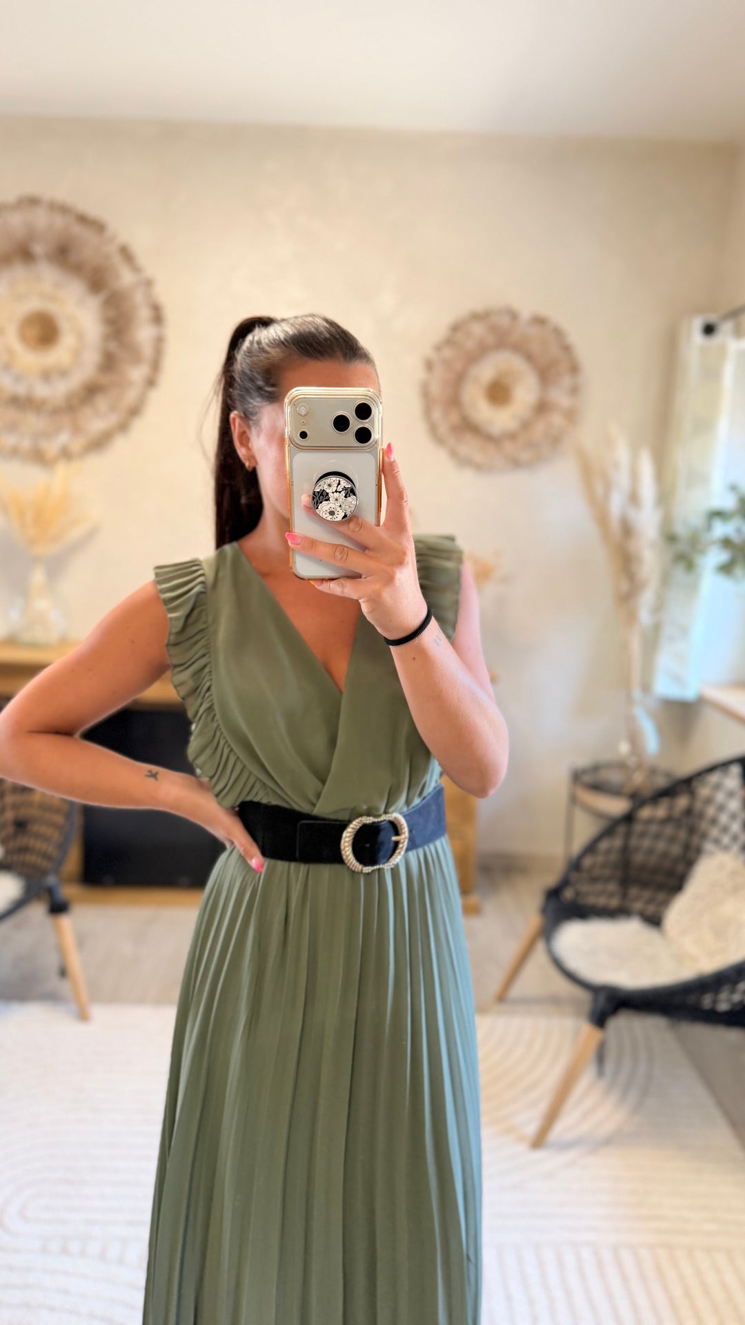 Robe longue Berenice Kaki