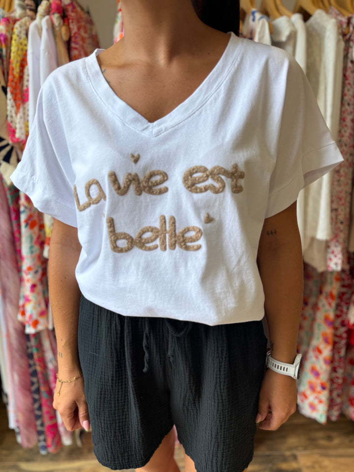 Teeshirt la vie est belle beige