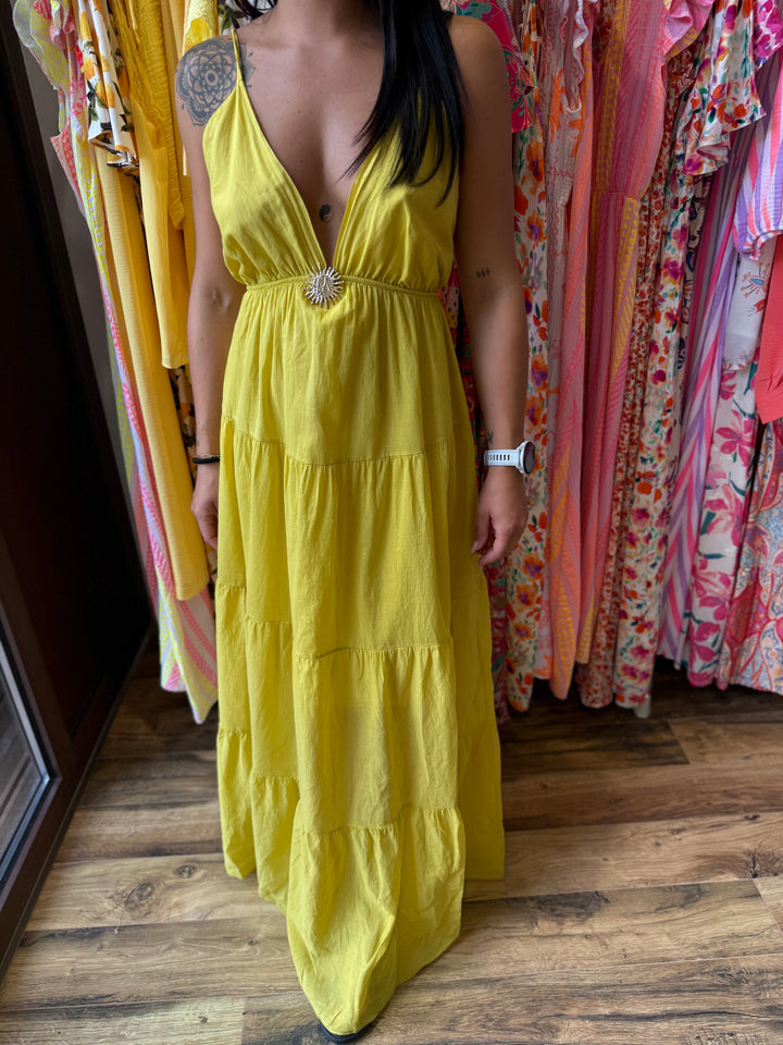 Robe longue Graciella moutarde