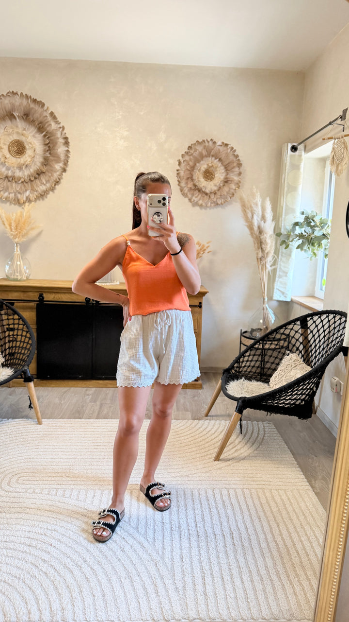 Top perle orange