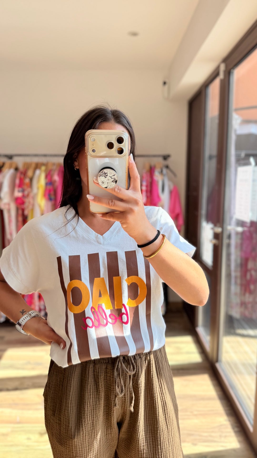 Teeshirt Ciao Bella choco CURVY