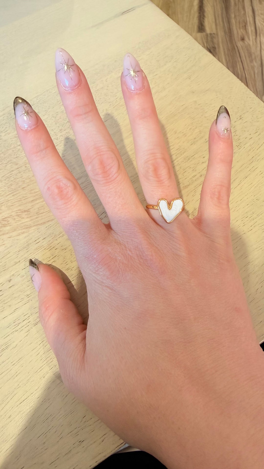 Bague mini cœur nacré
