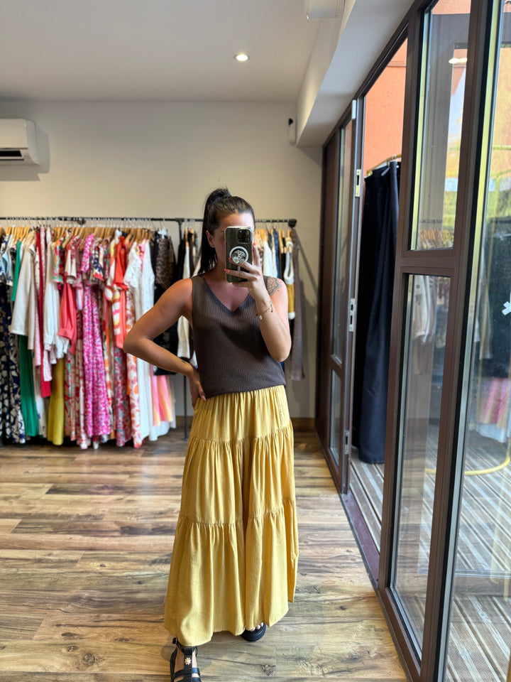 Jupe longue moutarde