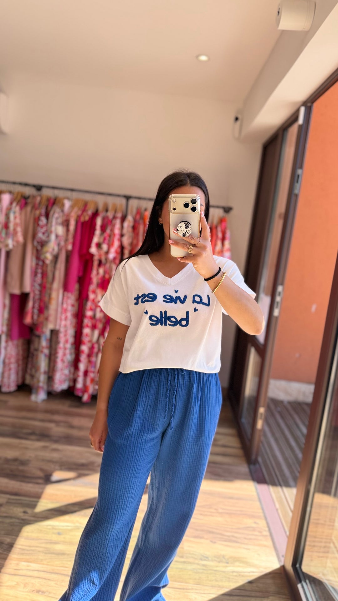 Pantalon gaze de coton bleu roi CURVY