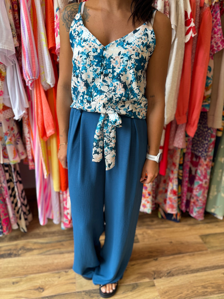 Top Malaga bleu canard