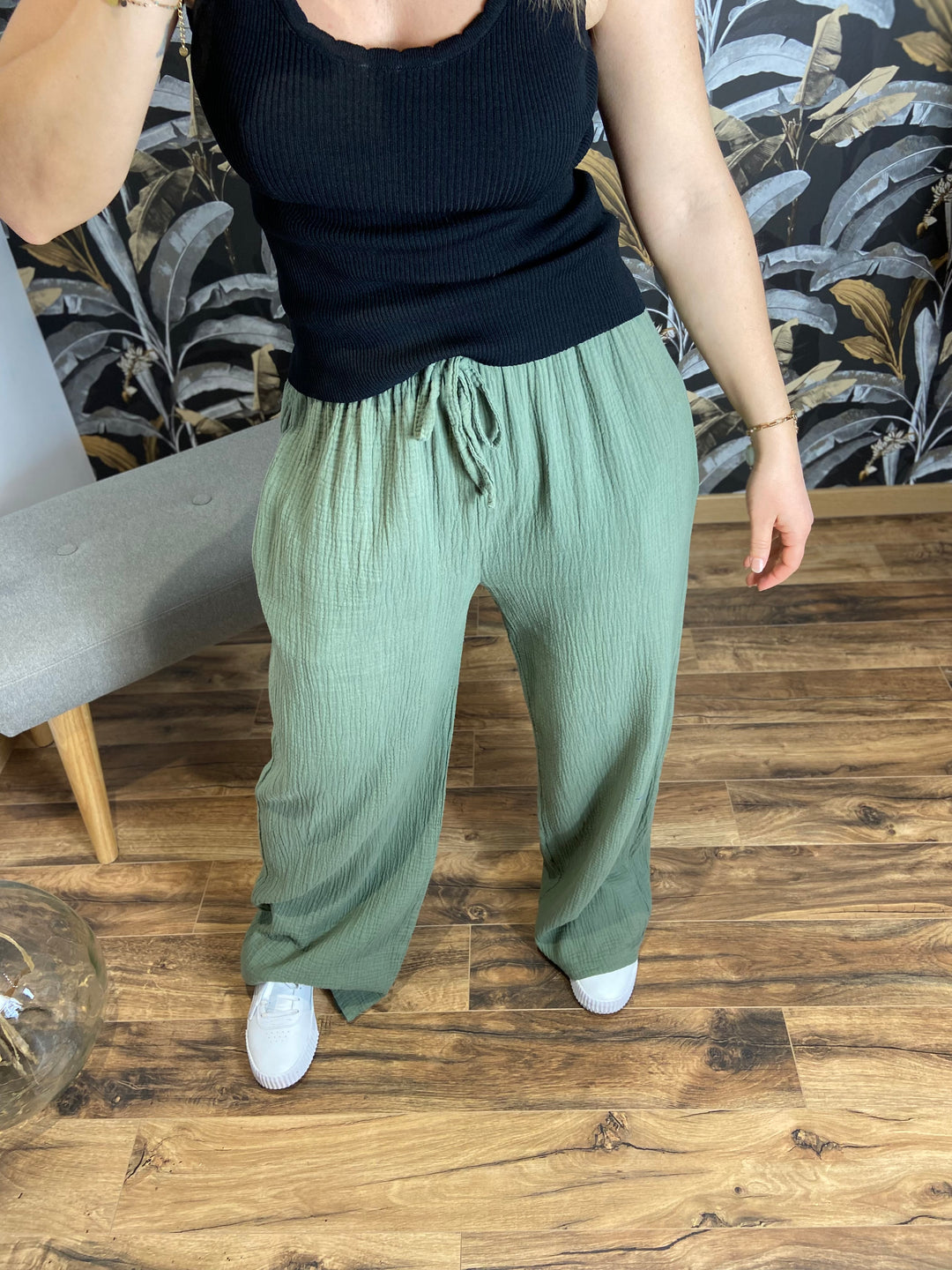 Pantalon gaze de coton kaki CURVY