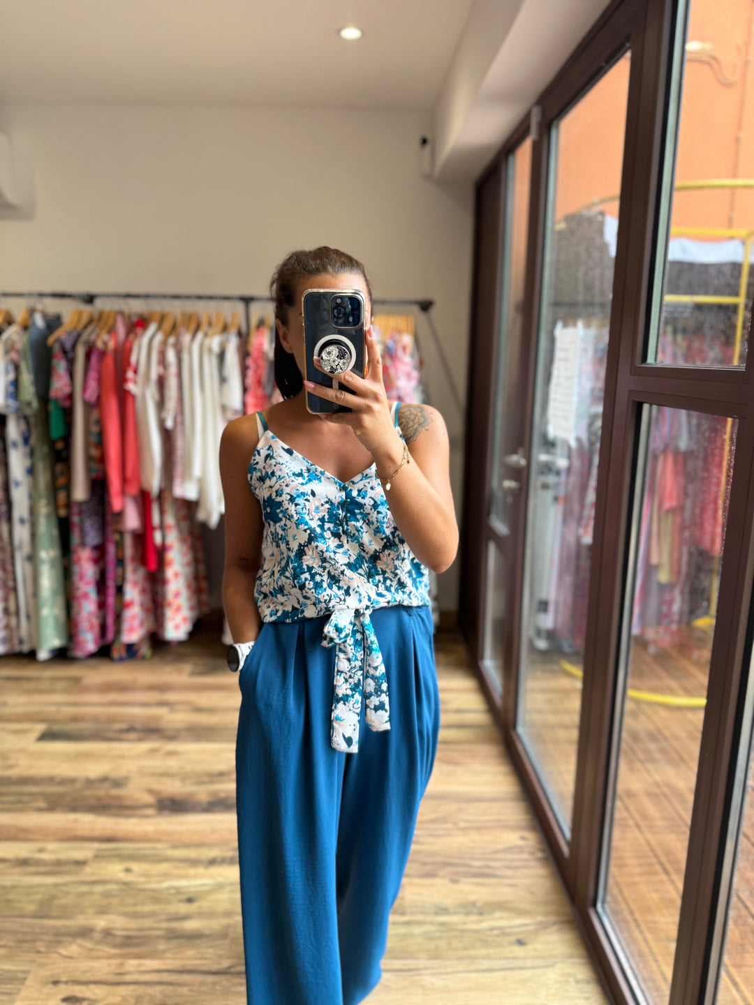 Top Malaga bleu canard