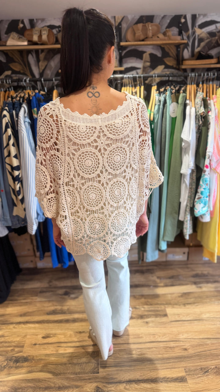 Top crochet beige