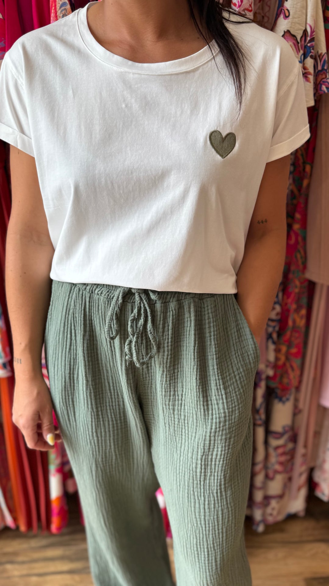 Teeshirt cœur kaki
