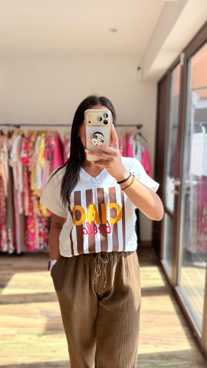 Teeshirt Ciao Bella choco CURVY