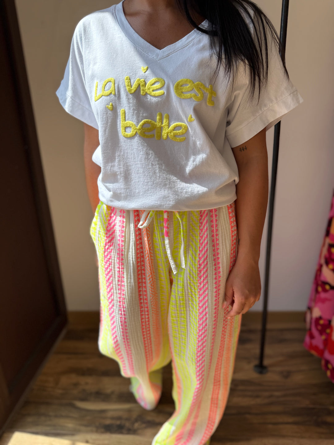 Teeshirt la vie est belle jaune