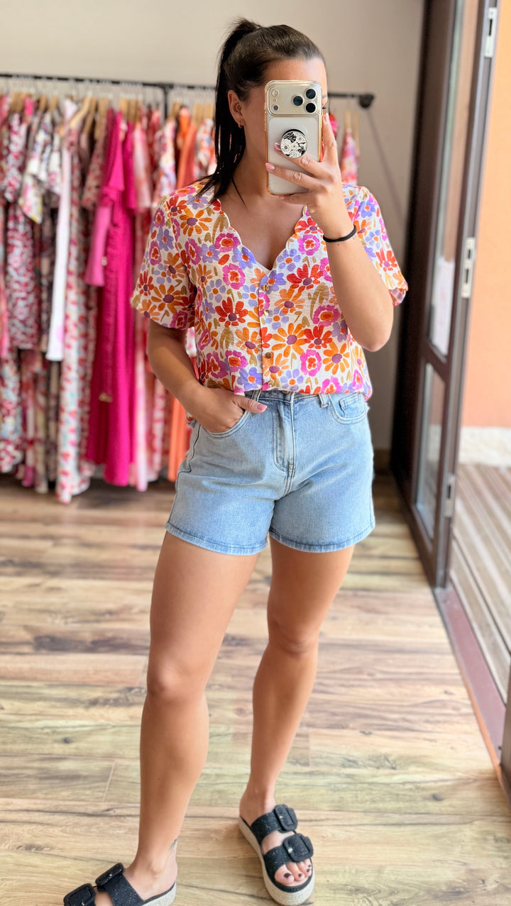Short en jean star bleu clair