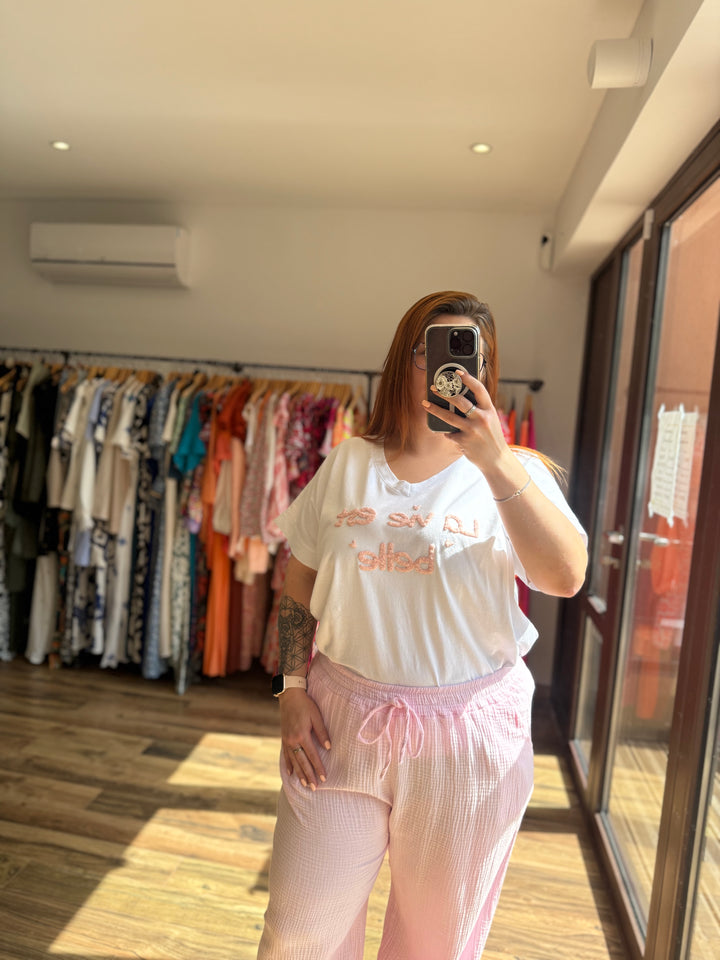 Teeshirt la vie est belle CURVY rose