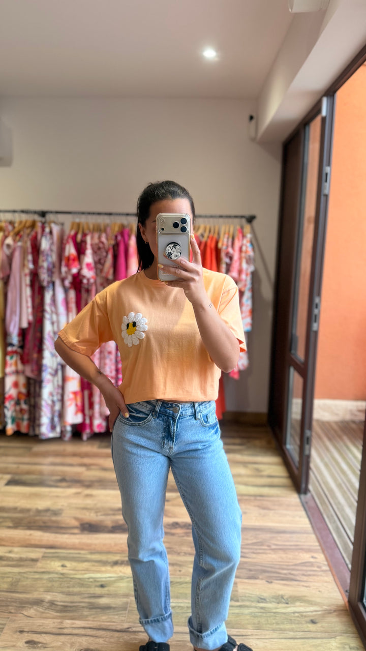 Teeshirt fleur orange
