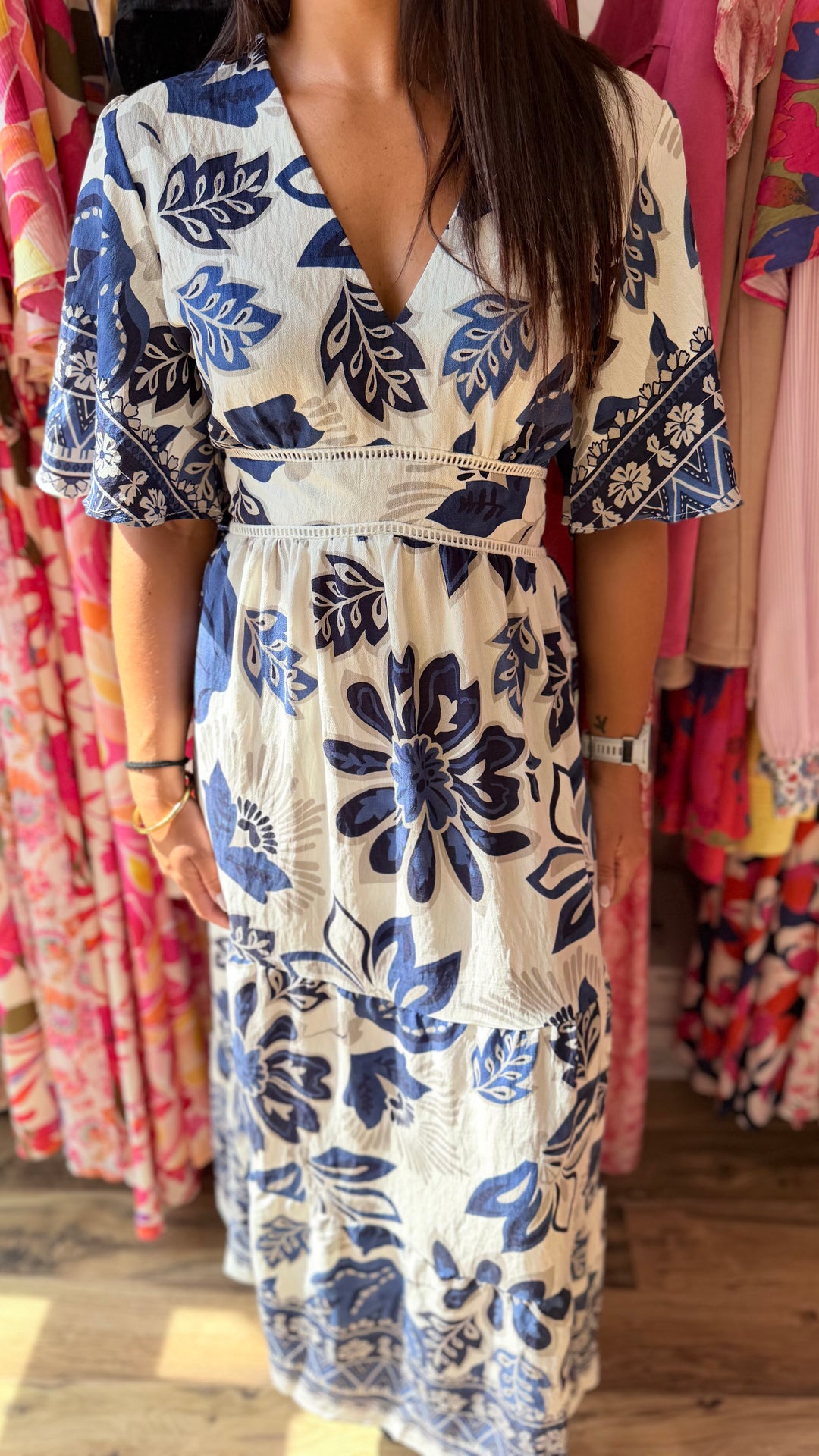 Robe longue Coline CURVY Marine