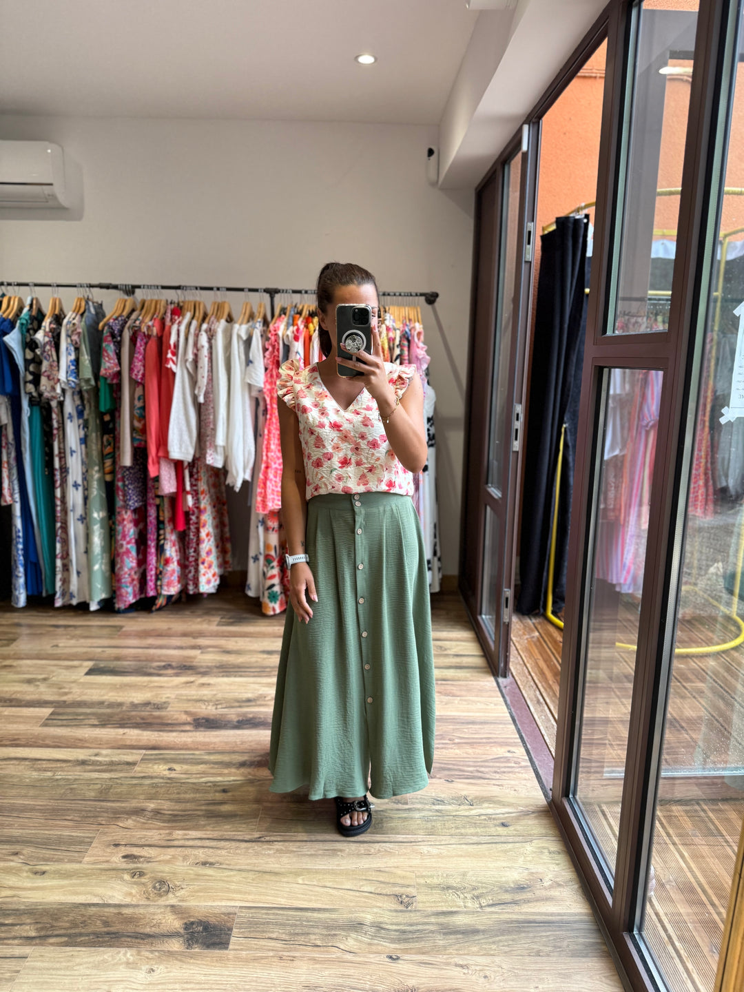 Jupe longue Simon verte