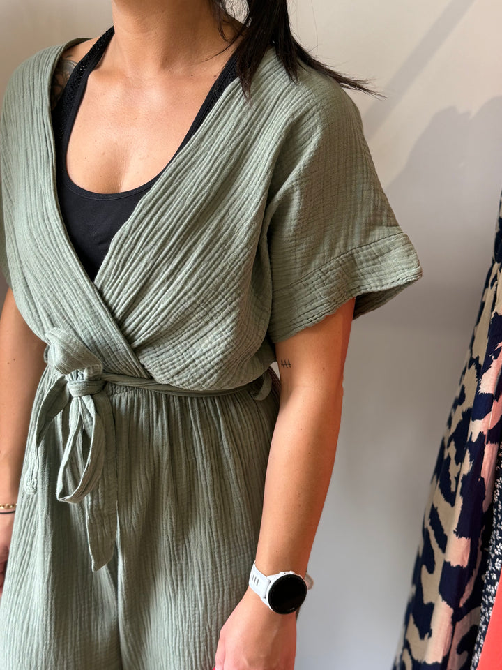 Combinaison gaze coton kaki