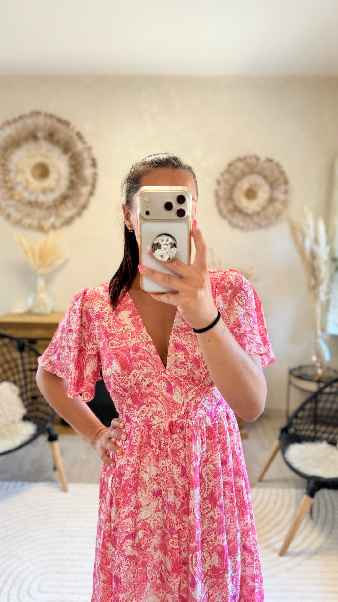 Robe longue Elodie rose