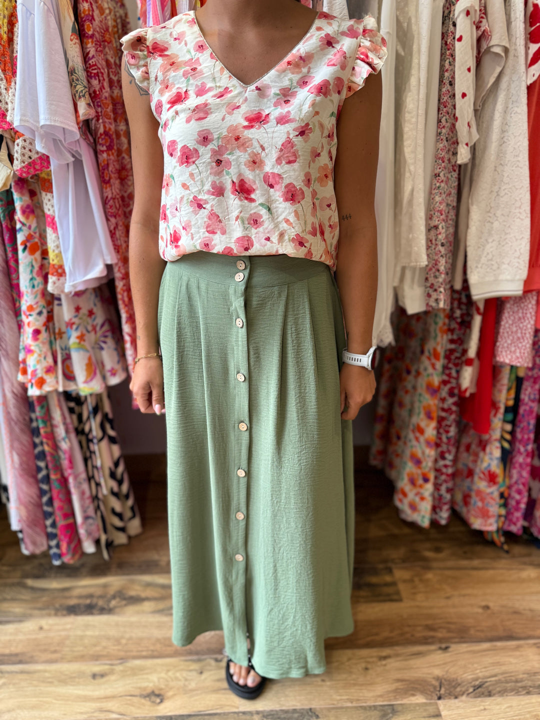 Jupe longue Simon verte