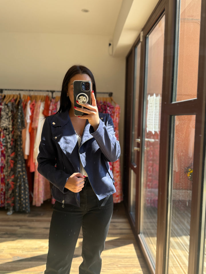 Veste suédine Marine