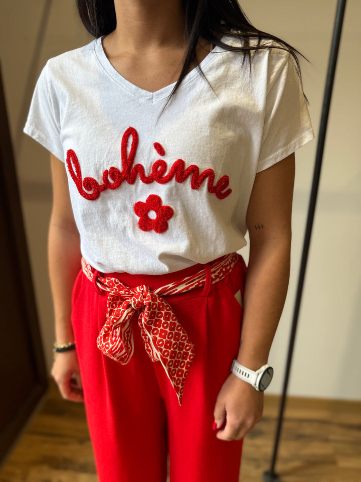 Teeshirt bohème rouge