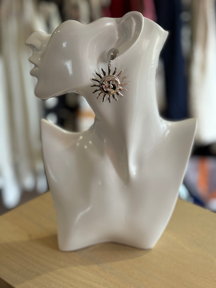 Boucles d’oreilles soleil argenté