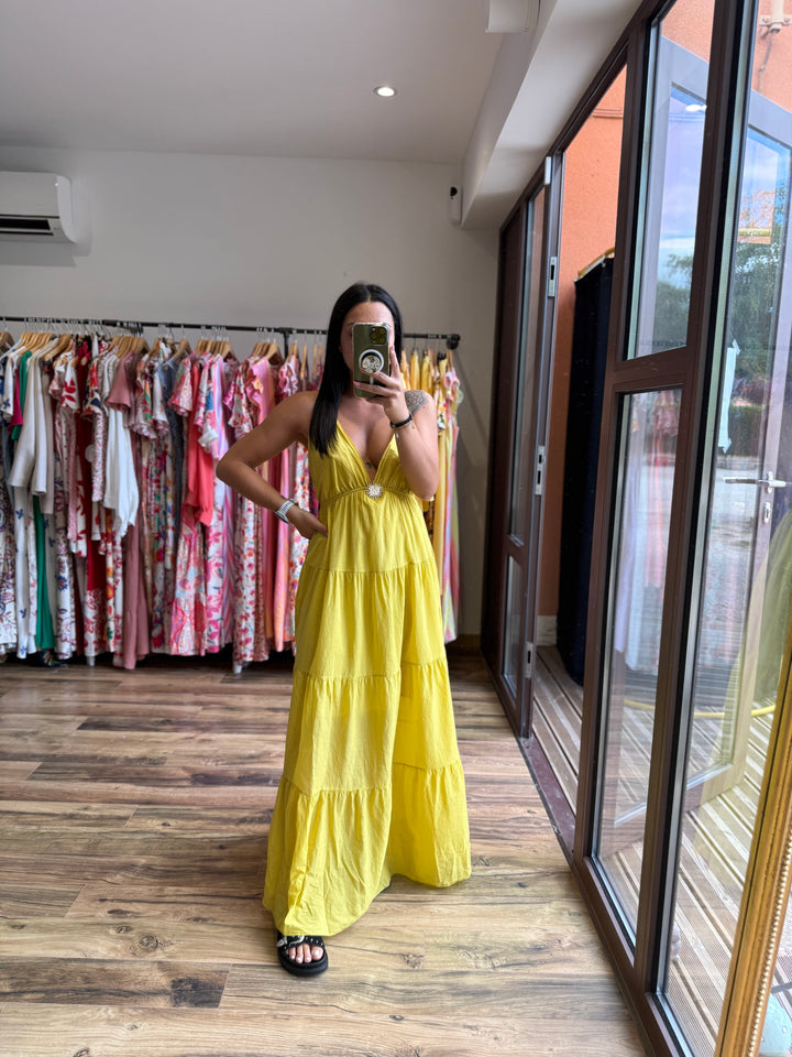 Robe longue Graciella moutarde