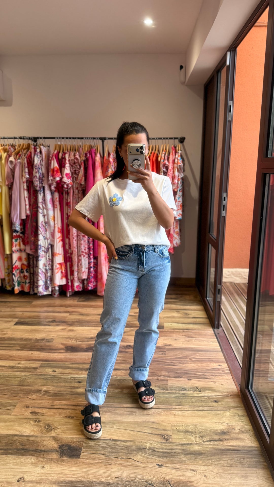 Teeshirt fleur blanc / bleu