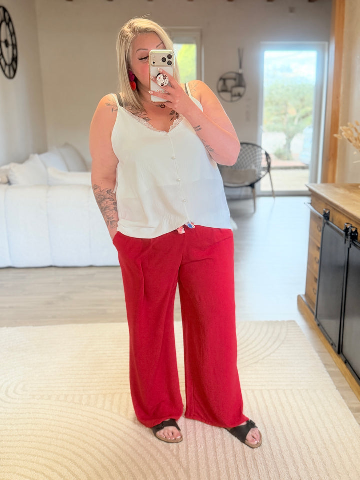 Pantalon Candice rouge CURVY