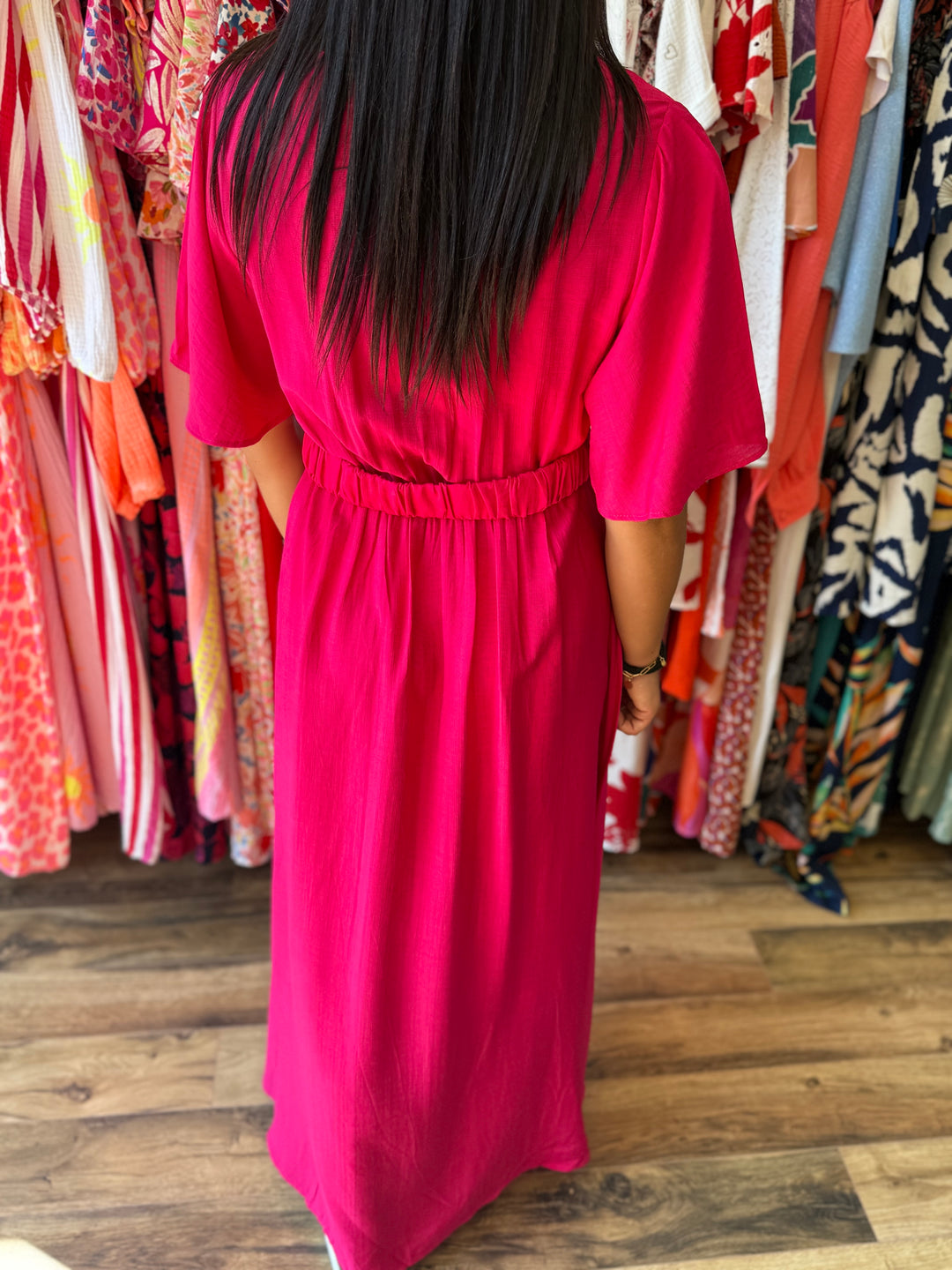 Robe longue Victor rose CURVY