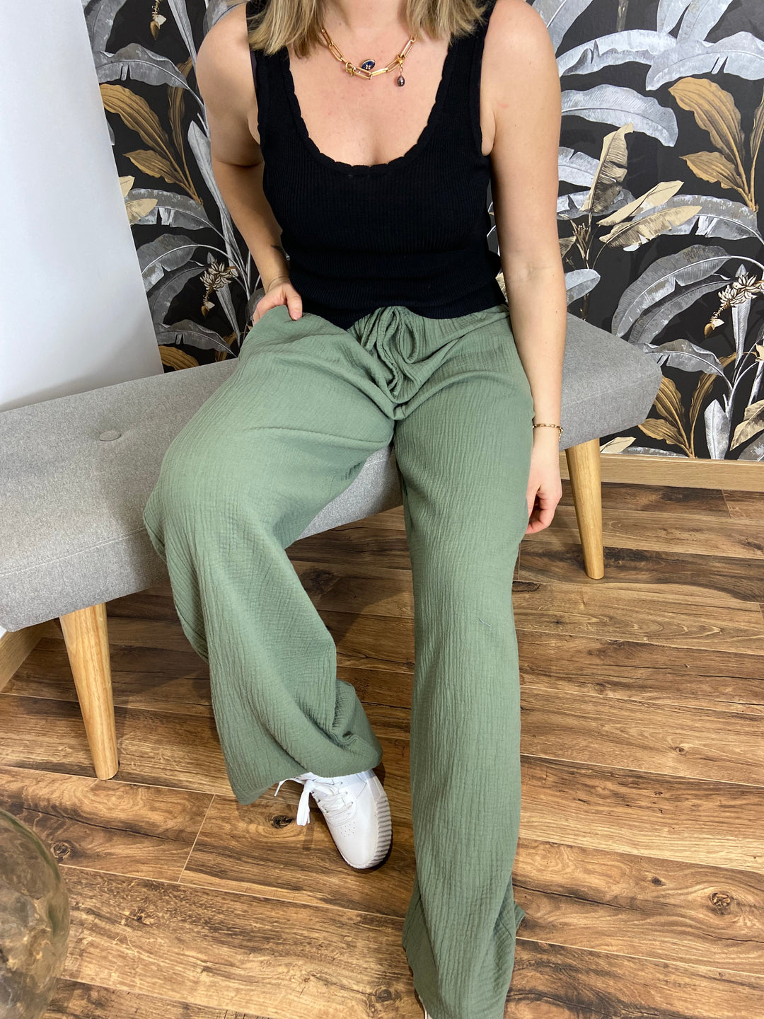 Pantalon gaze de coton kaki CURVY