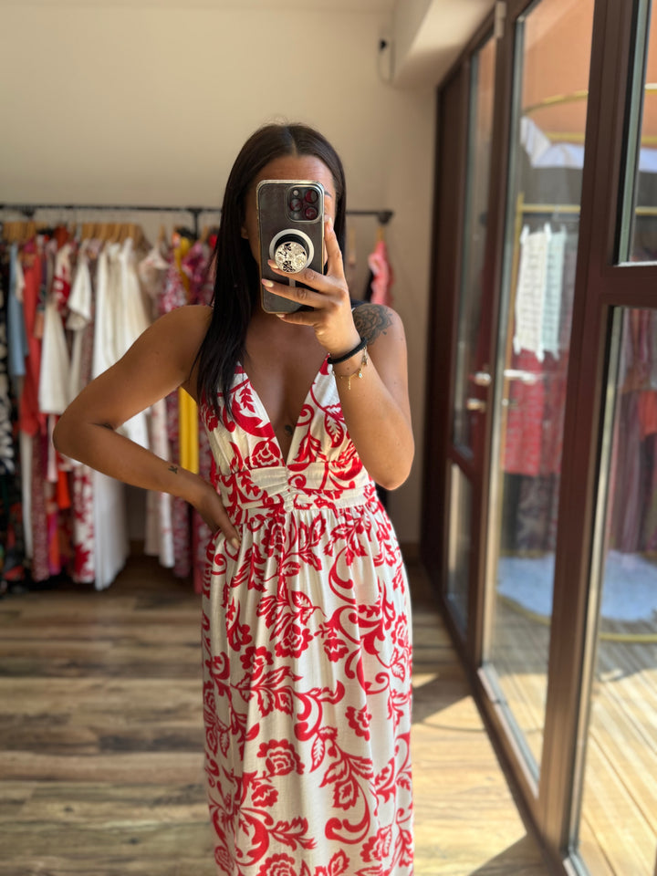 Robe longue Etienne rouge