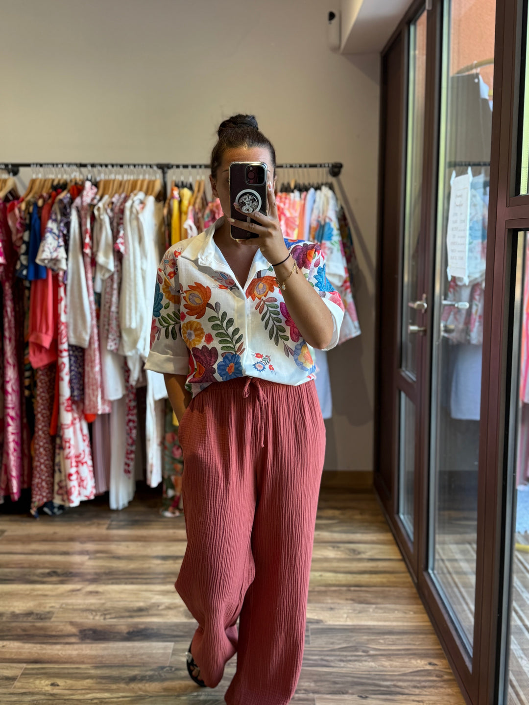 Pantalon gaze de coton terracotta CURVY