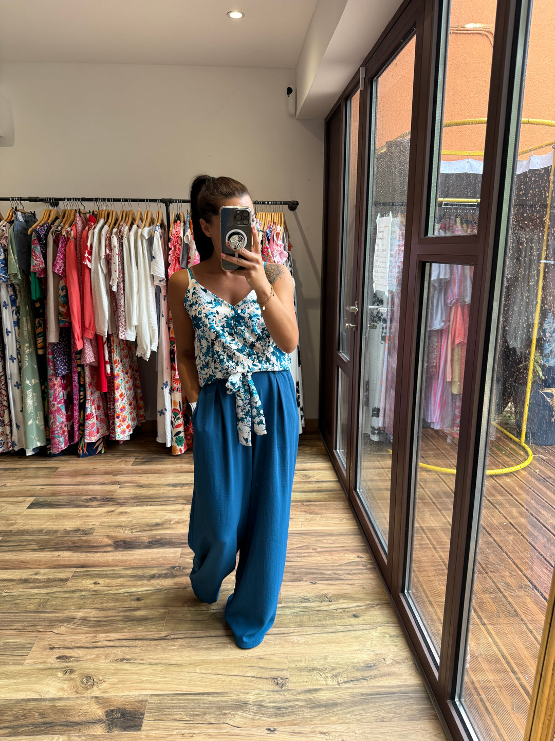 Top Malaga bleu canard