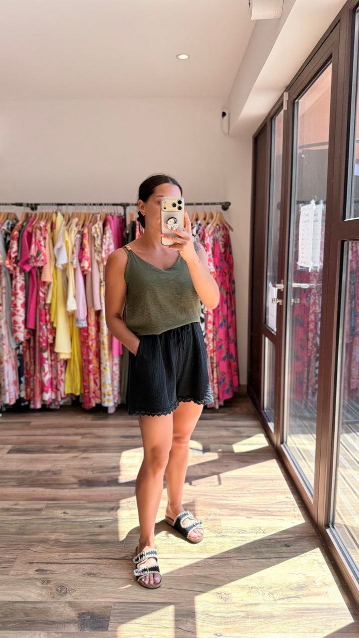 Top perle Kaki CURVY