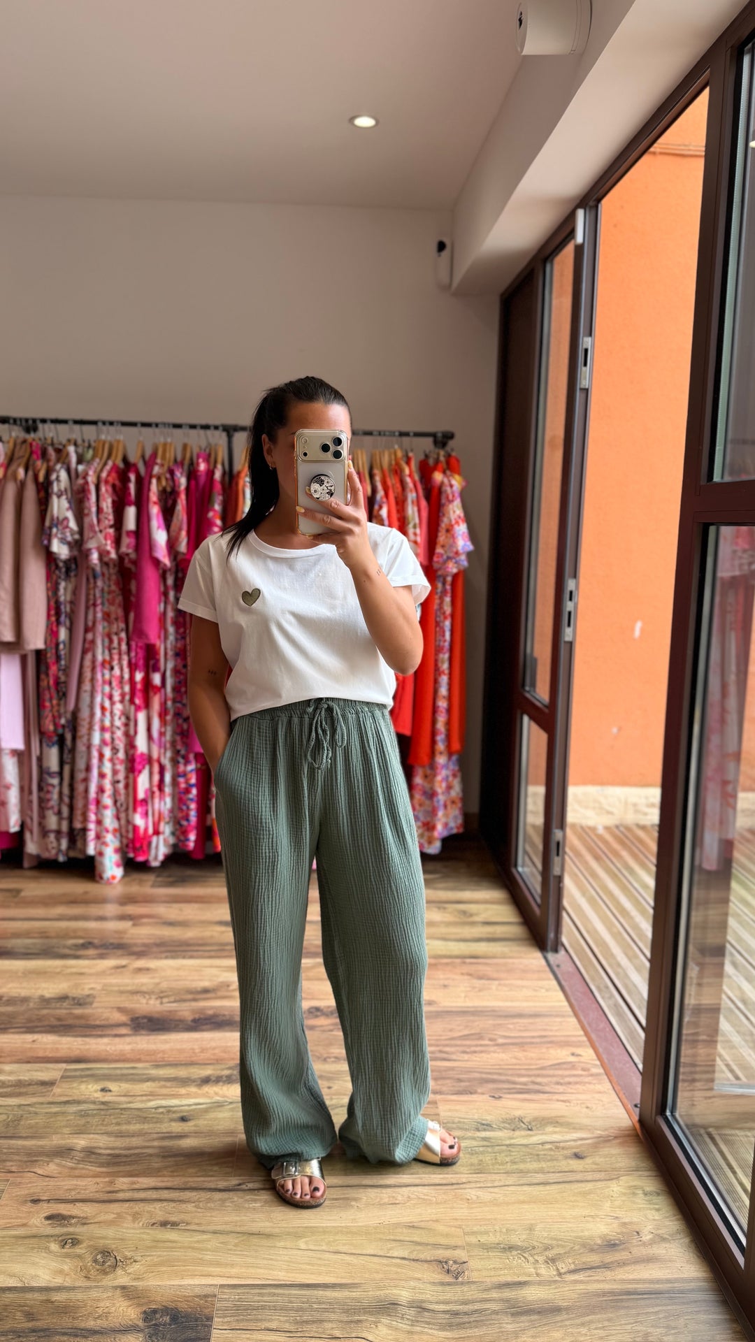 Pantalon gaze de coton kaki