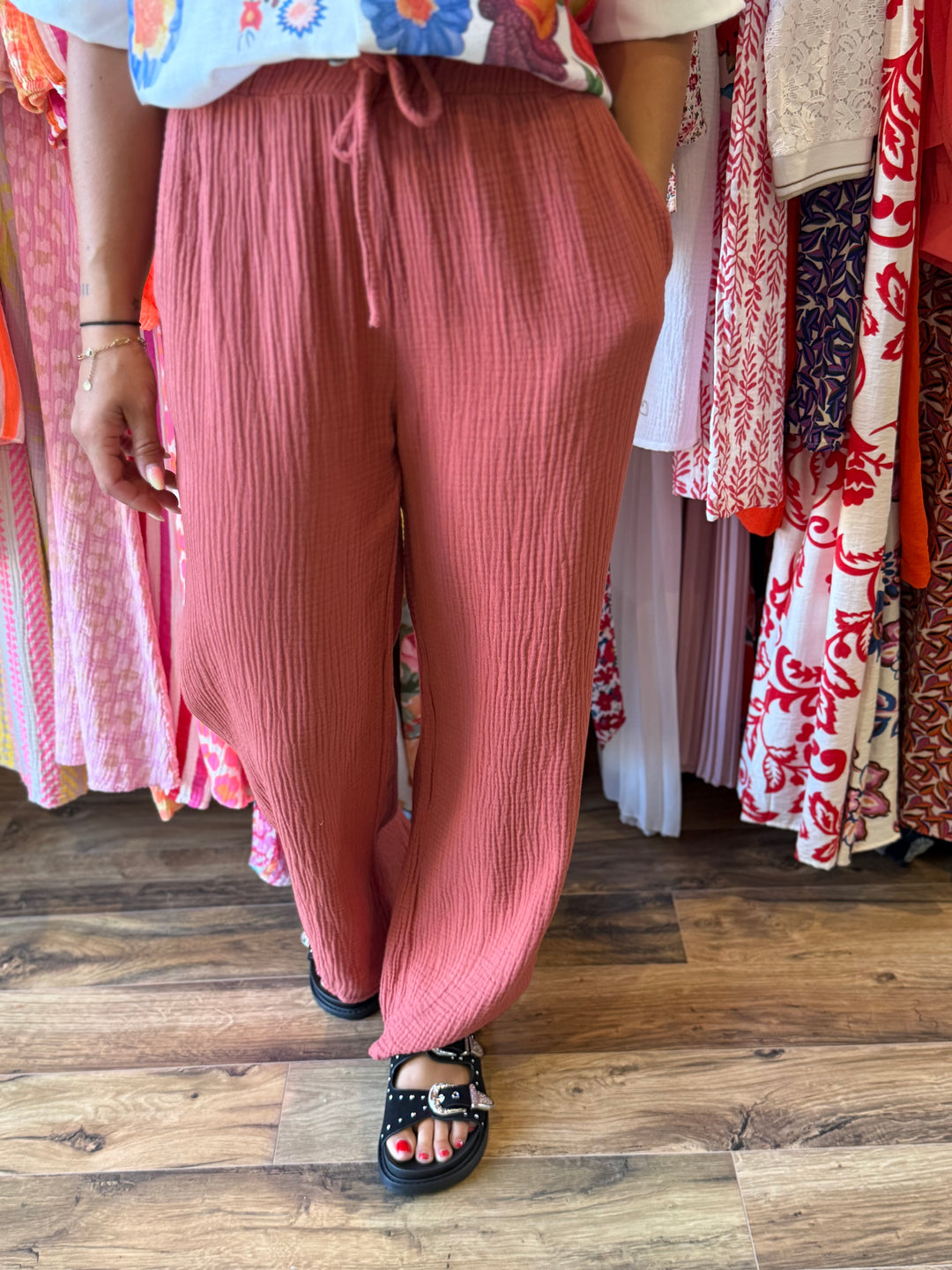 Pantalon gaze de coton terracotta CURVY