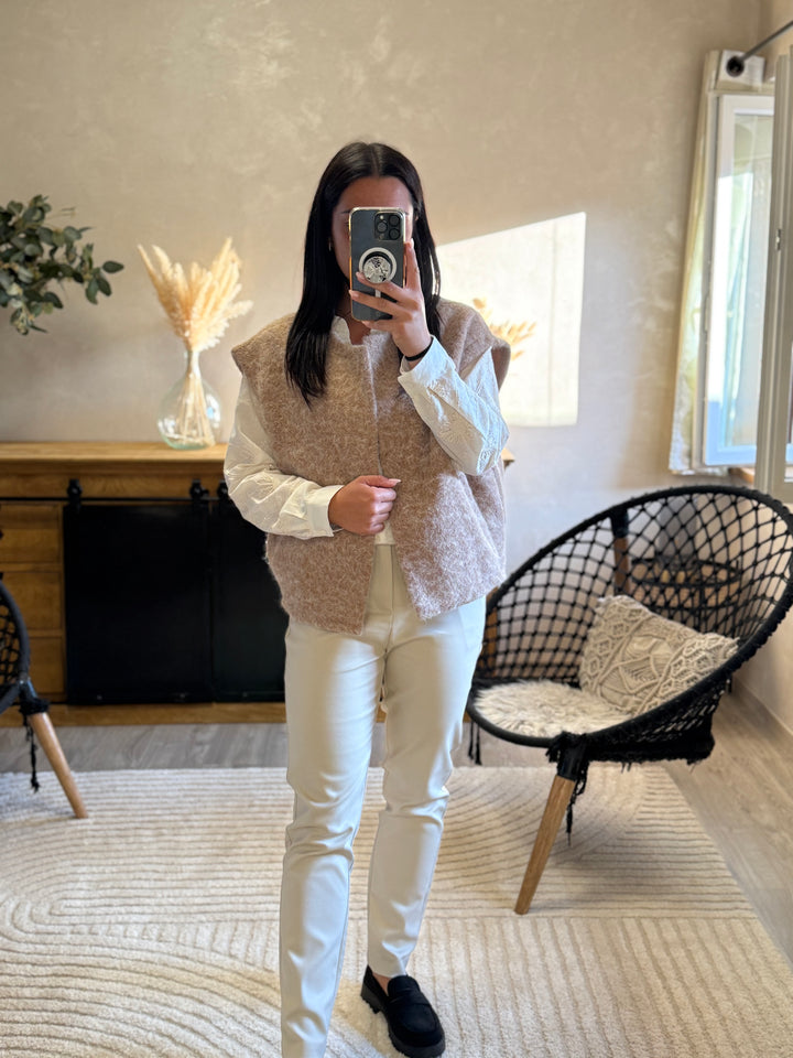 Gilet sans manches Gaston taupe